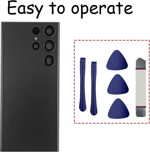 Galaxy S23 Ultra Back Glass Replacement for Samsung Galaxy S23 Ultra Back Cover Glass with Pre-Installed Tape and Camera Lens +Tools (Black) in Kuwait
