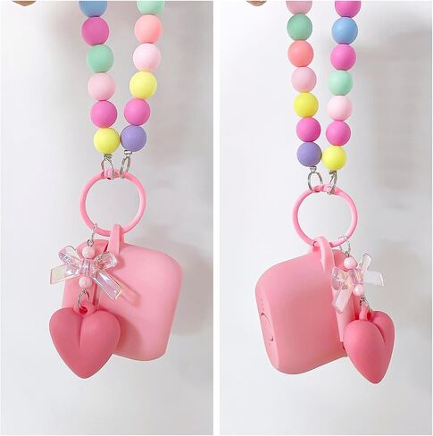 Compatible with AirPods 4 Case 2024 Soft Liquid Silicone Soft Case with Cute Heart Colorful Keychain Cover for Girls Women Airpods 4th Generation-(Purple) in Saudi Arabia