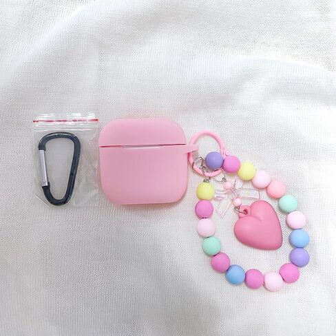 Compatible with AirPods 4 Case 2024 Soft Liquid Silicone Soft Case with Cute Heart Colorful Keychain Cover for Girls Women Airpods 4th Generation-(Purple) in Saudi Arabia