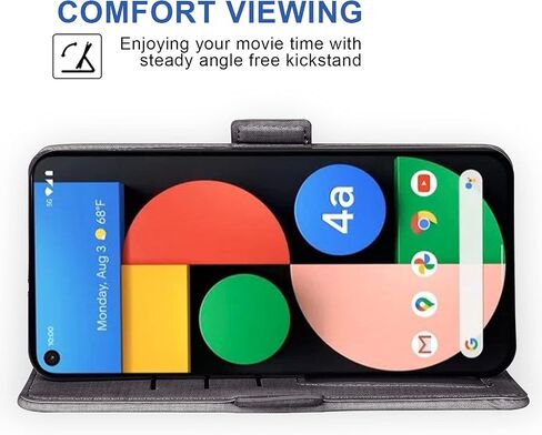 Asuwish Compatible with Google Pixel 4a 5G 6.2 Wallet Case Tempered Glass Screen Protector and Flip Cover Card Holder Stand Cell Phone Cases for Pixel4a5G UW Pixel4a 5G Pixle a4 G5 4a5G Women Men Gray in Saudi Arabia