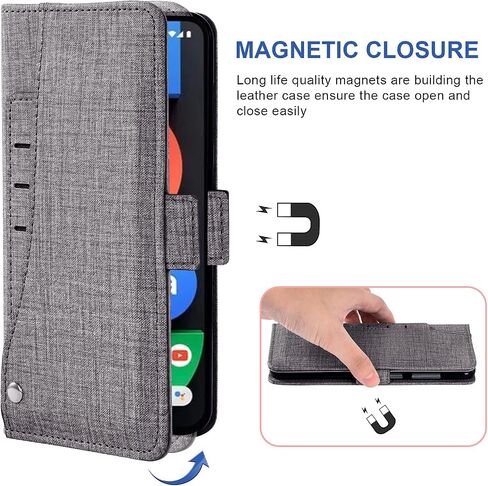 Asuwish Compatible with Google Pixel 4a 5G 6.2 Wallet Case Tempered Glass Screen Protector and Flip Cover Card Holder Stand Cell Phone Cases for Pixel4a5G UW Pixel4a 5G Pixle a4 G5 4a5G Women Men Gray in Saudi Arabia