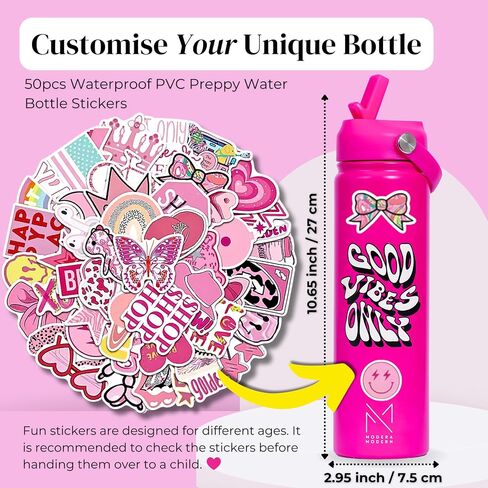 Preppy Water Bottle Preppy - 22 oz - Preppy Water Bottle Stickers Preppy Pink Water Bottle Preppy Girl Stuff Water Bottle For School Teen Girls Pink Water Bottle in Saudi Arabia