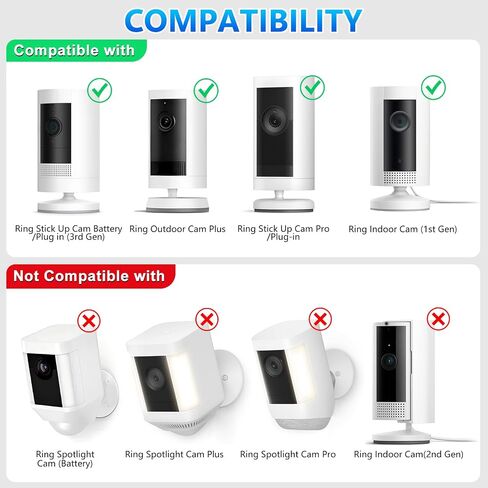 3Pack Wall Mount Compatible with Ring Outdoor Cam (Stick Up Cam) and Ring Outdoor Cam Plus, 360°Adjustable No Drilling Camera Mount, Two Ways Easy Installation for Your Security Camera in Saudi Arabia