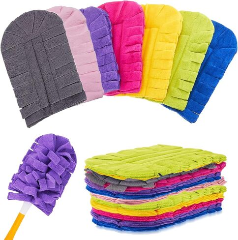 14 Pcs Duster Refill Fleece Refills for Swiffer, Hand Dusters Cleaning Reusable Duster Pads for Ceiling Fan, Washable Dusters for Window, Sofa and Flooring, Rainbow Colors in Saudi Arabia