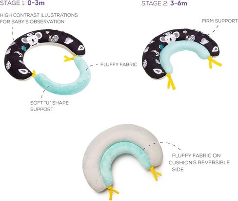 Taf Toys Tummy Time Support, 2-Stage Baby Toy for Newborns 0-6M, Crinkle Toy & U-Shape Design, Strengthens Neck/Back Muscles, Comfortable Baby Essentials & Must-Haves Montessori Toy for Infant Newborn in Saudi Arabia
