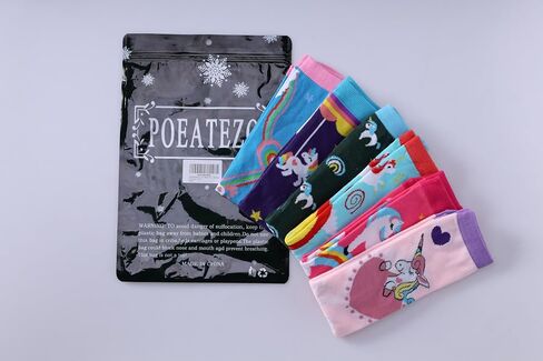 POEATEZO 3-12 Years Girls Knee High Socks Kids Funny Animal Pattern Warm Cotton Long Tall Boot Socks 6 Pairs in Kuwait
