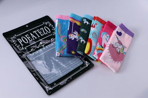 POEATEZO 3-12 Years Girls Knee High Socks Kids Funny Animal Pattern Warm Cotton Long Tall Boot Socks 6 Pairs in Kuwait