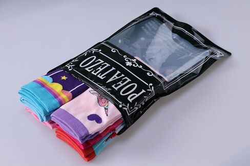 POEATEZO 3-12 Years Girls Knee High Socks Kids Funny Animal Pattern Warm Cotton Long Tall Boot Socks 6 Pairs in Kuwait