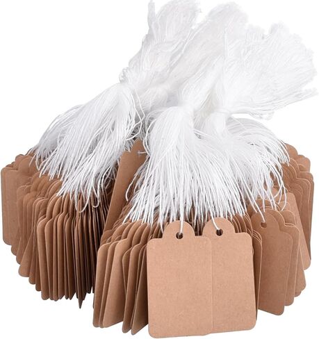 علامات الأسعار وحبل التوصيل 500 سلسلة علامات الأسعار، علامة صغيرة بيضاء، علامة العرض، علامات معلقة علامات قابلة للكتابة لتسعير ملابس المجوهرات والهدايا in Kuwait