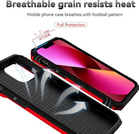 SunStory Compatible with iPhone 13 Pro Case with HD Screen Protector & Slide Camera Cover & Rotated Ring Kickstand, [Military-Grade] Phone Case for iPhone 13 Pro (Red) in Saudi Arabia