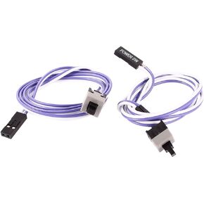 uxcell 2 Pack 2-Pin Female PC Power Switch Cable, 22 Inches SW Cable Computer Switch PC Power On/Off & Reset Button Cord with Purple/White Sleeves for ATX Case Front Panel and Motherboard