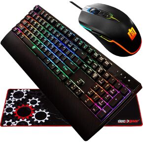 Deco Gear Gaming Accessory Bundle-Mechanical 18-mode 104 Key RGB Keyboard with 11 mode rgb gaming mouse و 32 × 12 "لوحة الماوس الممتدة