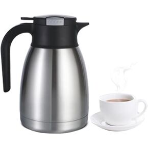 Heritage66 Thermal Coffee Carafe Dispenser, Triple Wall Stainless Steel, Vacuum Insulated, 34 oz/1 Liter, Keeps Hot 12 Hours (1 Liter/ 34 Oz)