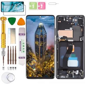 (Without Fingerprint) LCD Display Assembly for Samsung Galaxy S21 Ultra 5G SM-G998U, SM-G998U1, SM-G998B, SM-G998B/DS, SM-G998W, SM-G998N, SM-G9980 Screen Replacement kit (Black)