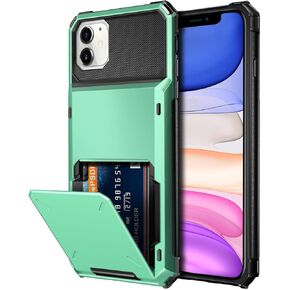 Vofolen Case for iPhone 11 Case Wallet 4-Card Holder ID Slot Flip Door Hidden Pocket Anti-Scratch Dual Layer Hybrid TPU Bumper Armor Protective Hard Shell Back Cover for iPhone 11 6.1 inch Gun Metal