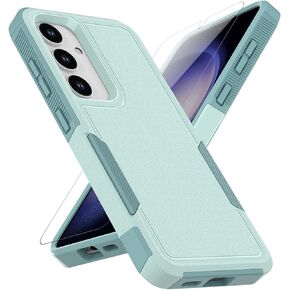 بالنسبة إلى حالة Samsung Galaxy S25: طبقة مزدوجة واقية للهاتف الخليوي الثقيل ، غلاف الهاتف الخليوي المقاوم للصدمة مع حامي الشاشة - حماية عسكرية صعبة - Samsung Galaxy S25 2025 ، Black