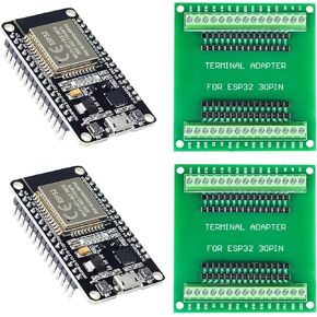 Keeeyees 2PCS ESP32 WIFI Development Board مع لوحة اختراق 2PCS (30Pin)