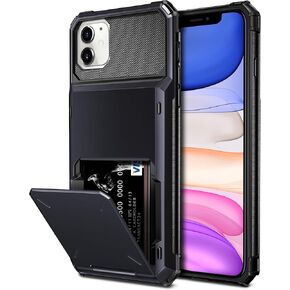 Vofolen Case for iPhone 11 Case Wallet 4-Card Holder ID Slot Flip Door Hidden Pocket Anti-Scratch Dual Layer Hybrid TPU Bumper Armor Protective Hard Shell Back Cover for iPhone 11 6.1 inch Gun Metal in Kuwait