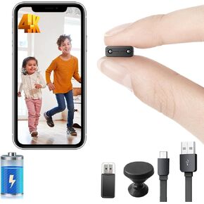 【Free 64G】 Smallest Wireless WiFi Battery Camera,Portable Spy Concealed Camera with HD4K Video Recording Live Feed,Baby Monitor,Upgrade Night Vision,Motion Detection,Remote Viewing for Outdoor
