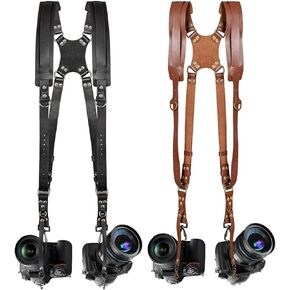 Double Camera Harness Brown & Black 2P