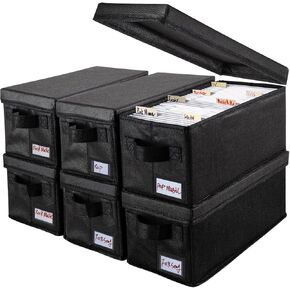 CD Storage Box DVD Organizer,Collapsible Storage Bins with Lids,Media Storage Holds 30 CDS with 13.2" x 5.9" x 5.3",also Perfect Fabric Organizer for Books,Socks,Underwear