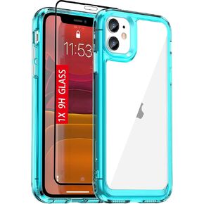 Compatible with iPhone 11 Case: with [Tempered Glass Screen Protector][Built-in 4 Airbags][Not-Yellowing] Military-Grade Shockproof Protective Phone Case for iPhone 11, Crystal Clear