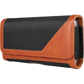 Nylon Cell Phone Holster Case Compatible for iPhone 16 Pro Max 16 Plus Galaxy S24 Ultra S24+ A55 A54 A35 A25 A15 A14 Moto G Power Stylus Pure OnePlus 12 12R Pixel 9 Pro XL Xiaomi 14 Ultra (Black)