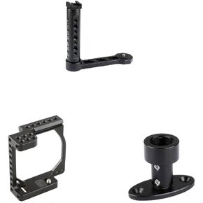 CAMVATE Universal L Bracket Handle + Table/Ceiling Mount with 5/8"-27 Female Thread + Tiny Cinema Camera Cage