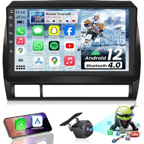 Car Stereo Radio for Toyota Tacoma 2005-2015: 9" HD Touchscreen Head Unit Replacement with Backup Camera, Upgrade Wireless Carplay & Android Auto GPS SWC Bluetooth FM DSP WiFi