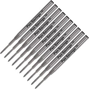 10 Pack, Pen Savings Ballpoint Pen Refills Compatible with Montblanc Twist Style Ballpoint Pens, Medium Point (Bulk Packed) (Black)