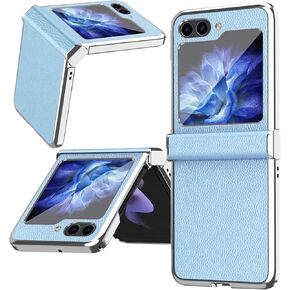 NINKI Compatible Leather Case for Galaxy Z Flip 5 Case with Hinge Protection,Shockproof Plating Leather & Hard PC Cover Phone Case for Galaxy Z Flip 5 Case, Flip 5 Case for Women Purple