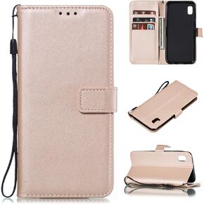 Leather Wallet Phone Case for Samsung Galaxy A10e with Credit Card Holder Slot Kickstand Folio Flip Cover and Cell Accessories Silicone Full Body Protective A 10E Galaxies 10ae Cases Women Rose Gold