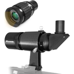 Astromania 1.25"-82 Degree SWA-15m Eyepiece - Bundle with - 9x50 Angled Finder Scope with Upright and Non-Reversed Image