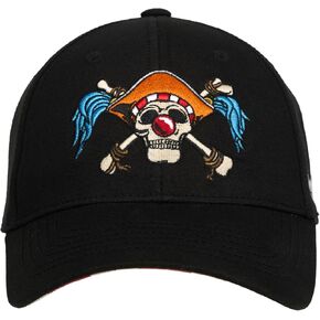 One Piece Live Action Buggy Straw Hat Pirates Emblem Black Traditional Adjustable Hat