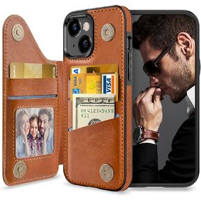 Lohasic for iPhone 14 Pro Max Wallet Case ، 5 Card Holder Promax Phone Cover to Men Women ، فتحة ائتمان جلدية متميزة ، قفل مغناطيسي Kickstand Flip Folio ، 6.7 بوصة ، 5G ، 2022 - بني