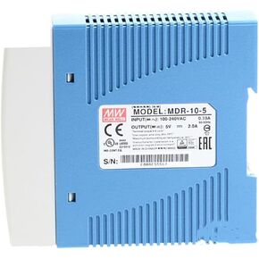 Mean Well MDR-10-5 10W 5V 2A DIN Rail Power Supply - AC-DC Converter for Entry-Level Industrial Automation, Robotics, and Small PLC Systems - Reliable and Cost-Effective Power Solution