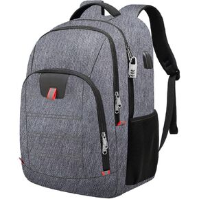 Della Gao Travel Laptop Backpack, Extra Large Anti Theft Backpack for Men and Women with USB Charging Port, Water Resistant Big Business Computer Backpack Bag Fit 17 Inch Laptop and Notebook, Black