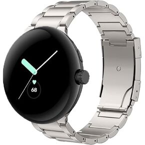 Titanium Band Compatible for Google Pixel Watch 3 45mm Bands,Titanium Metal Strap for Pixel Watch 3/2/1 41mm Accessory Replacement for Men Women
