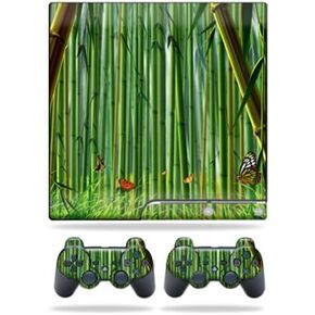Mayyskins Skin متوافق مع Sony PlayStation 3 PS3 Slim Skins + 2 وحدة تحكم جلود ملصق الخيزران