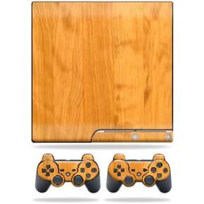 MightySkins Skin Compatible with Sony Playstation 3 PS3 Slim Skins + 2 Controller Skins Sticker Birch Wood