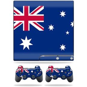 MightySkins Skin Compatible with Sony Playstation 3 PS3 Slim Skins + 2 Controller Skins Sticker Australian Flag