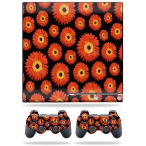 Mayyskins الجلد متوافق مع Sony PlayStation 3 PS3 Slim Skins + 2 وحدة تحكم جلود ملصق البرتقالي
