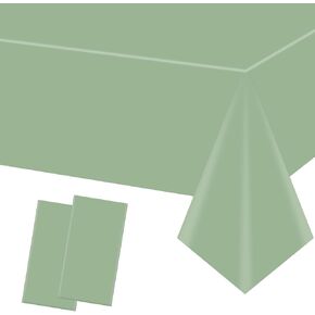 Sage Green Plastic Tablecloths Disposable, Light Green Outdoor Tablecloth Sage Table Cover Supplies for Bridal Shower Baby Shower Birthday Wedding House Warming Party Decorations, 108'' x 54'', 4pcs