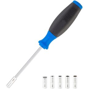 Bicycle Spoke Nipple Wrench, 5-in-1 Multi-Function Tool with Interchangeable attachments, Nipple Wrench, Bicycle Multi-Function Tool with Ergonomic Handle