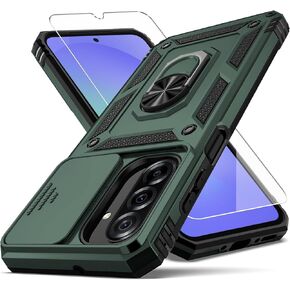 Weycolor for Samsung Galaxy A36 5G Case with Camera Lens Cover, 10 FT Military Grade Drop Protection, Magnetic Ring Holder Kickstand Protective Phone Case, Navy Blue