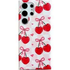 Qokey for Galaxy S23 Ultra Case, Clear Floral Cute Cover for Girls Women, IMD Shell Pattern Lightweight Soft Shockproof Phone Cases for Galaxy S23 Ultra 6.8", Pink Flowers
