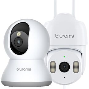 blurams Indoor & Outdoor Security Camera Bundle Set, Pet Cameras for Home Security, 360 Wi-Fi Camera Pan/Tilt, 2-Way Talk, Color Night Vision, Motion Tracking, Cloud & SD, 2.4GHz Wi-Fi Only