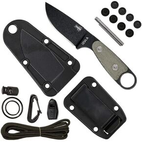 ESEE Black Izula w/Micarta Handles, Molded Polymer Sheath, and Survival Kit