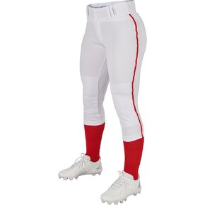 CHAMPRO boys Low-rise Youth Softball With Tournament Traditional Low Rise Pant w/Braid, Black, Scarlet Pipe, X-Large US in Kuwait