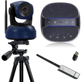 Wireless Webcam, 1080P HD Video Calling and Streaming Camera Compatible with Bluetooth Speakerphone with Bluetooth USB adapter 4 Mics for Meets,Teams, Voice Enhanced 360°Pickup Conference Speaker